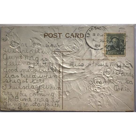 Lot Of Four Vintage Antique Embossed Postcards Flowers - Picture 7 of 9